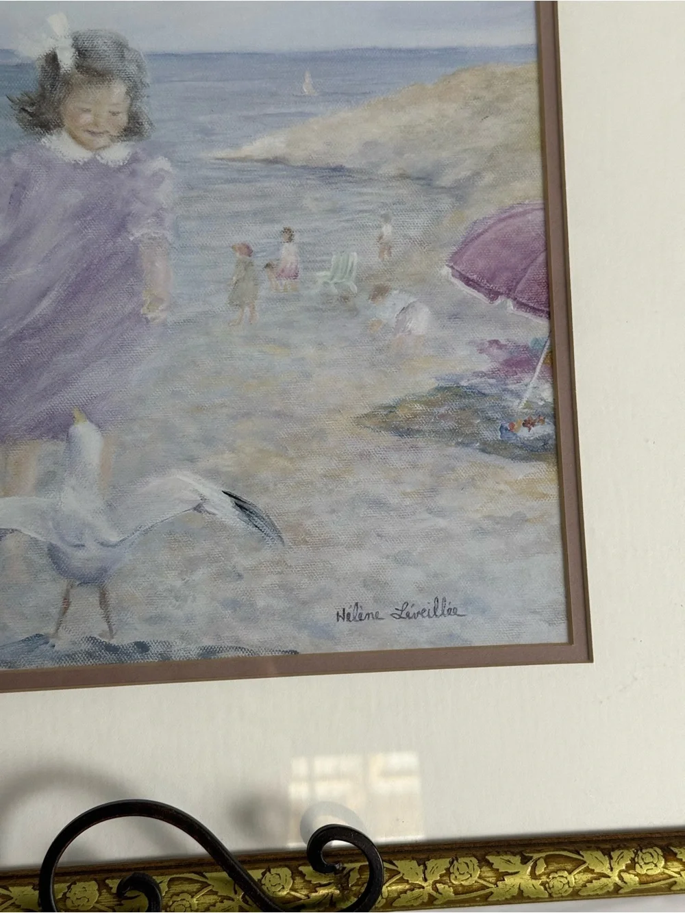 HELENE LEVEILLEE FRAMED ART PRINT ON VACATION AT LAST GIRLS BEACH SEAGULLS